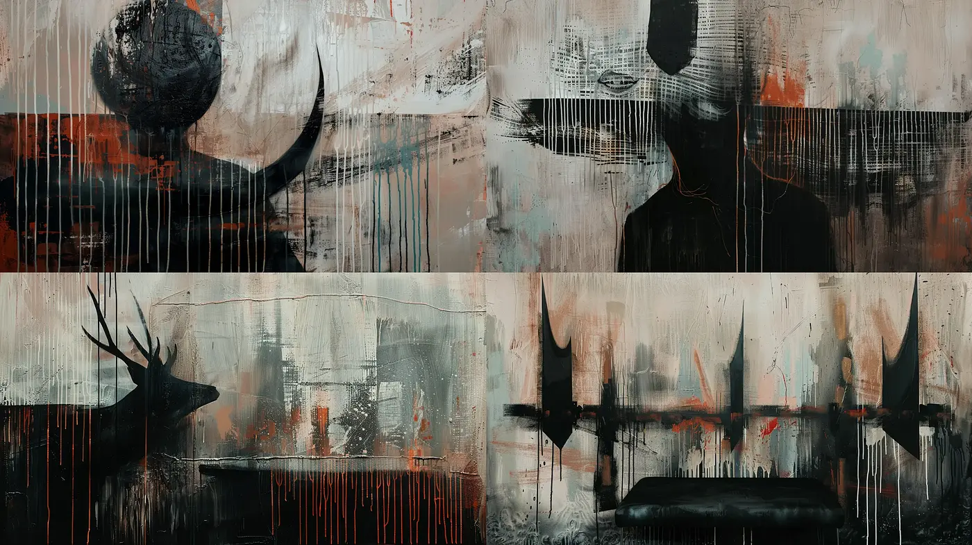 Abstract Dystopian Textural Harmony - Midjourney sref style