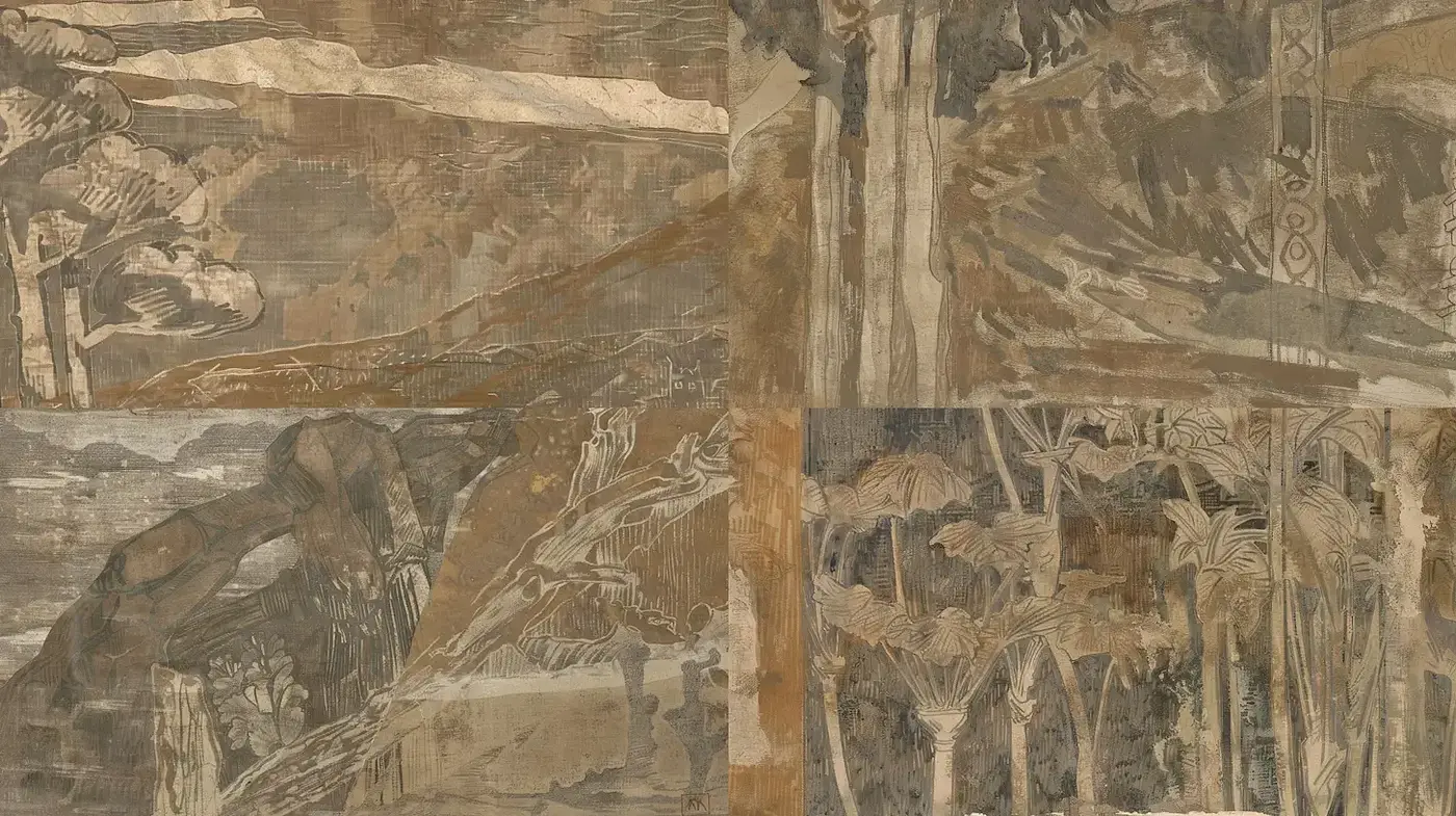 Subtle Tapestries of Time - A Tranquil Harmony in Sepia Tones - Midjourney sref style
