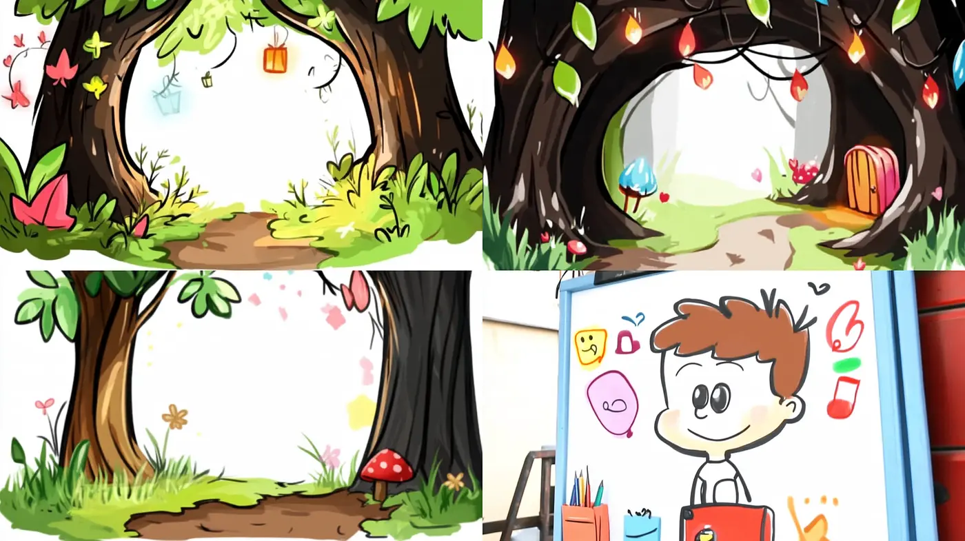 Whimsical and Playful Illustrations with Natural Elements - Midjourney sref style