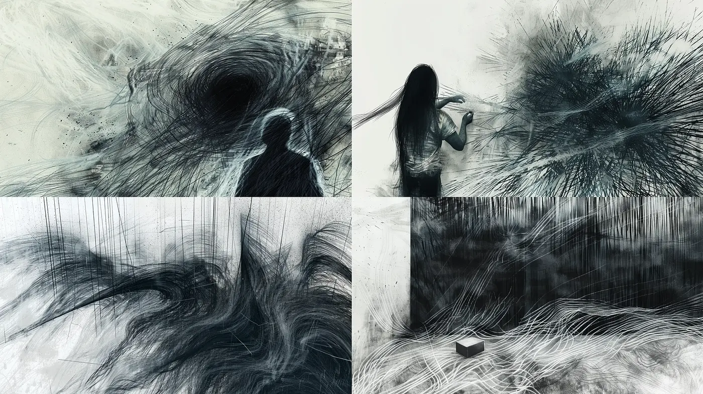 Ethereal Monochrome Whispers: A Fusion of Abstract and Surrealism - Midjourney sref style