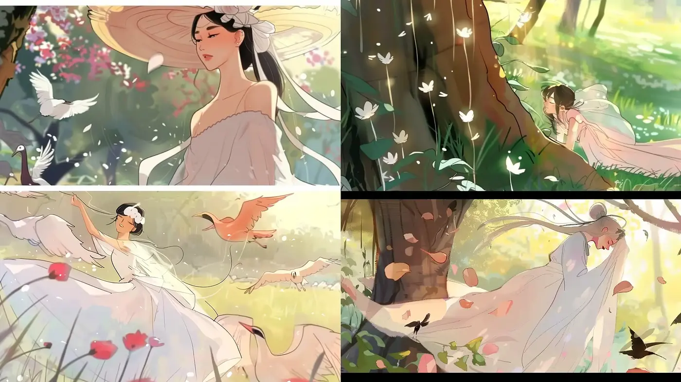 Enchanted Forest Whispers: A Harmonious Blend of Light and Nature in Art - Midjourney sref style