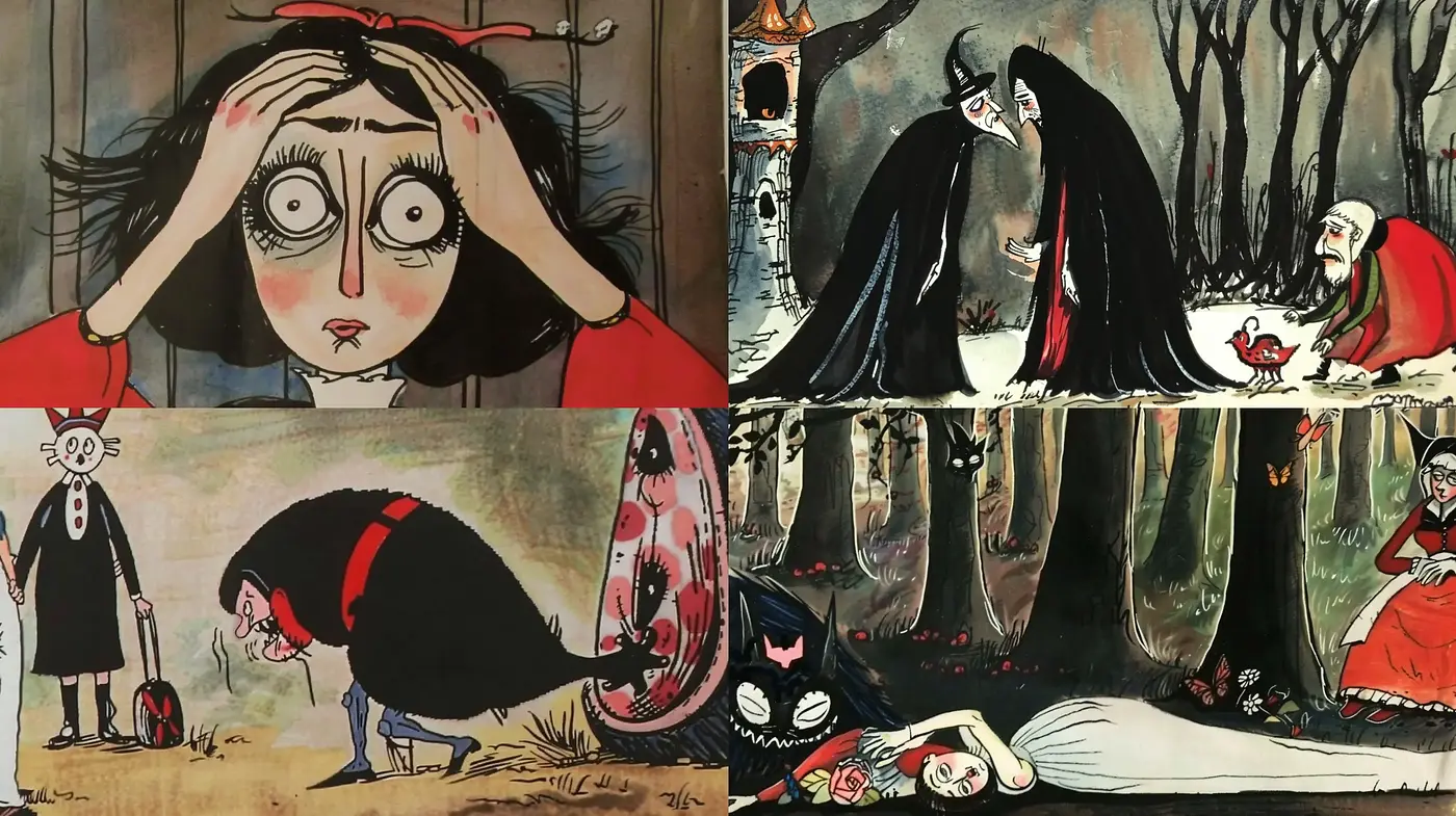 Whimsical Gothic Fairy Tale Fusion - Midjourney sref style