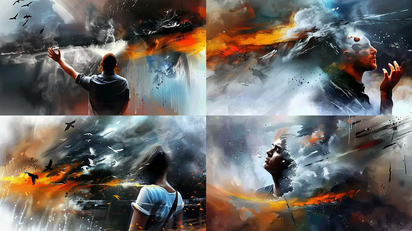 Ethereal Brushwork: Dynamic Skies and Emotional Surrealism - Midjourney sref style