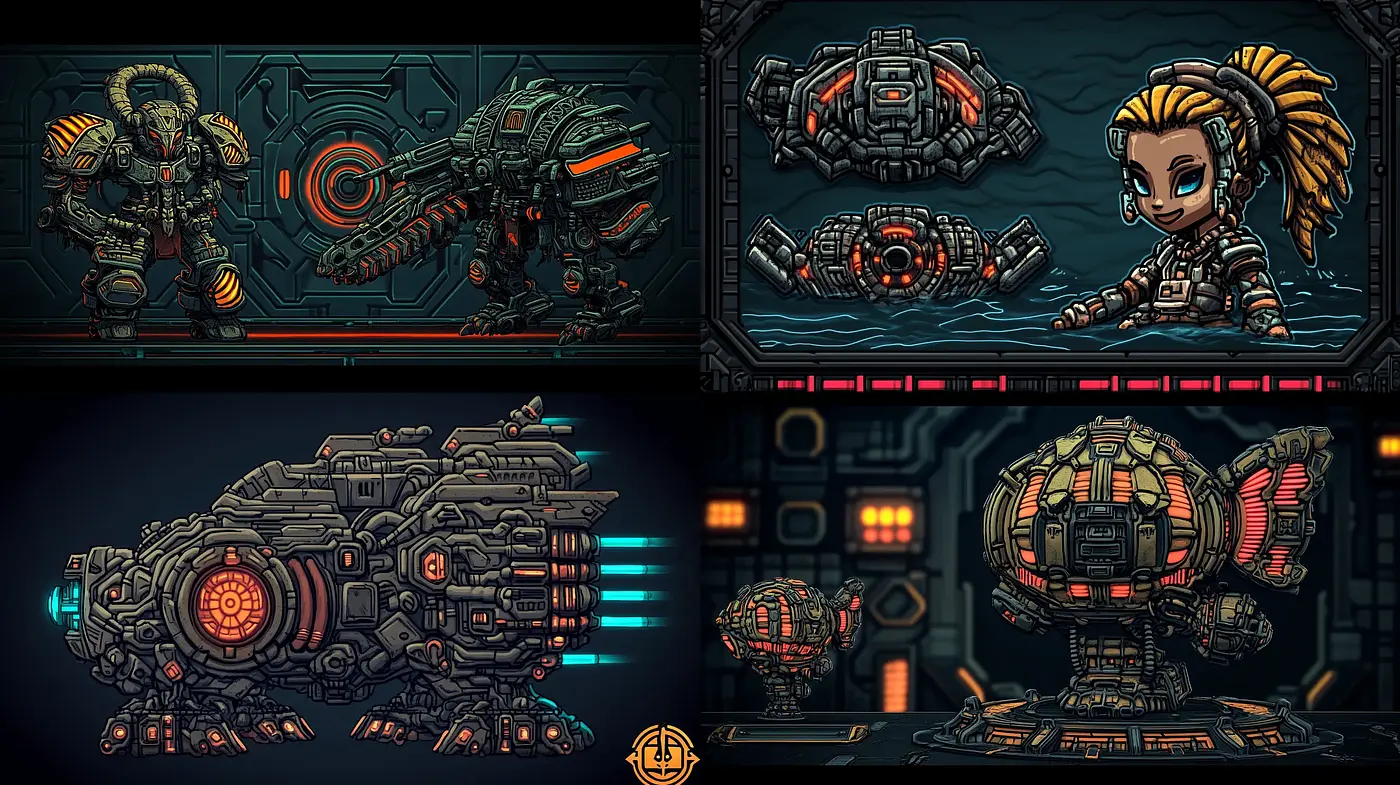 Futuristic Mechanized Aesthetics with Neon Accents - Midjourney sref style