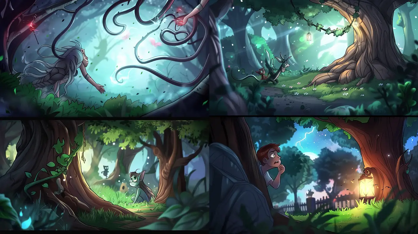 Enchanted Forest Dreamscape in Luminous Hues - Midjourney sref style