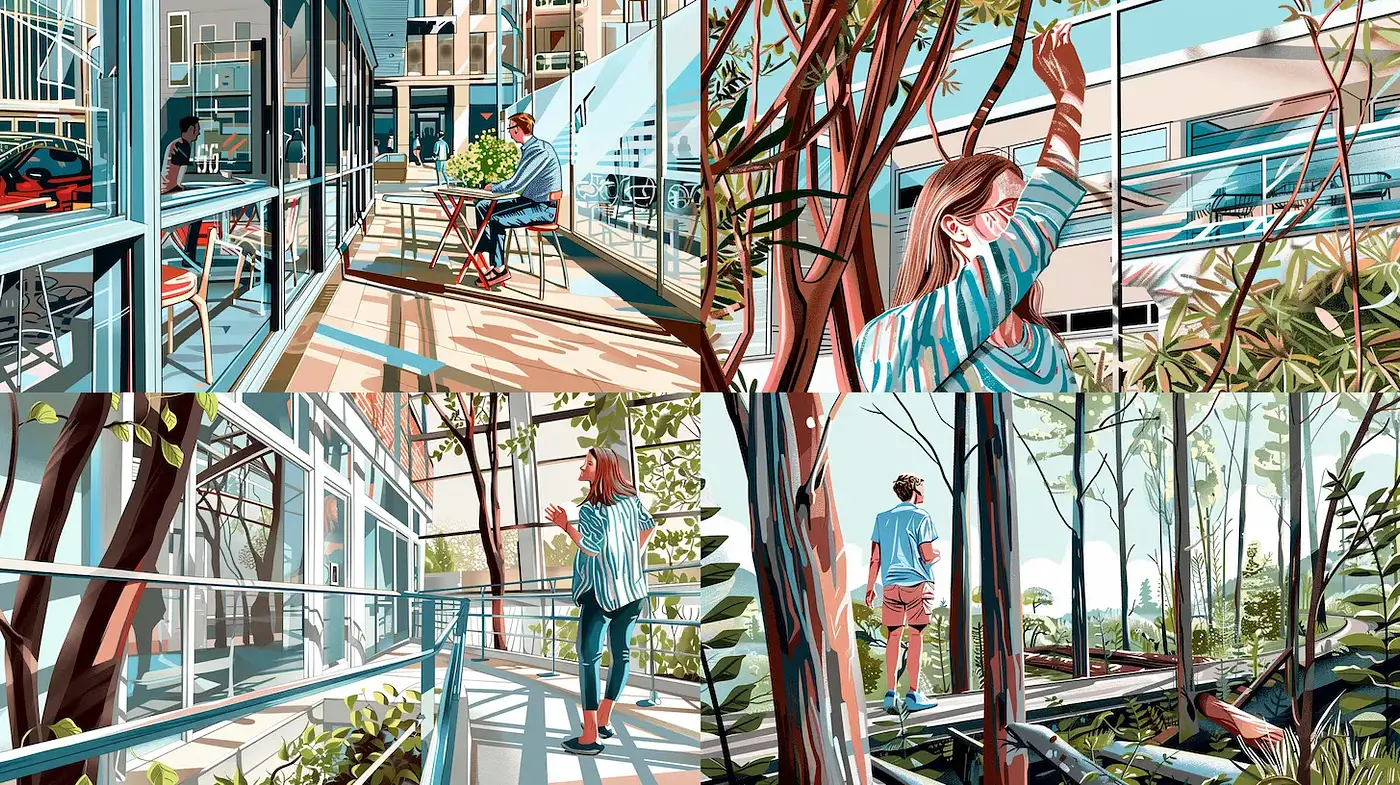 Fresh and Vibrant Modern Architectural Styles with Nature Integrations - Midjourney sref style