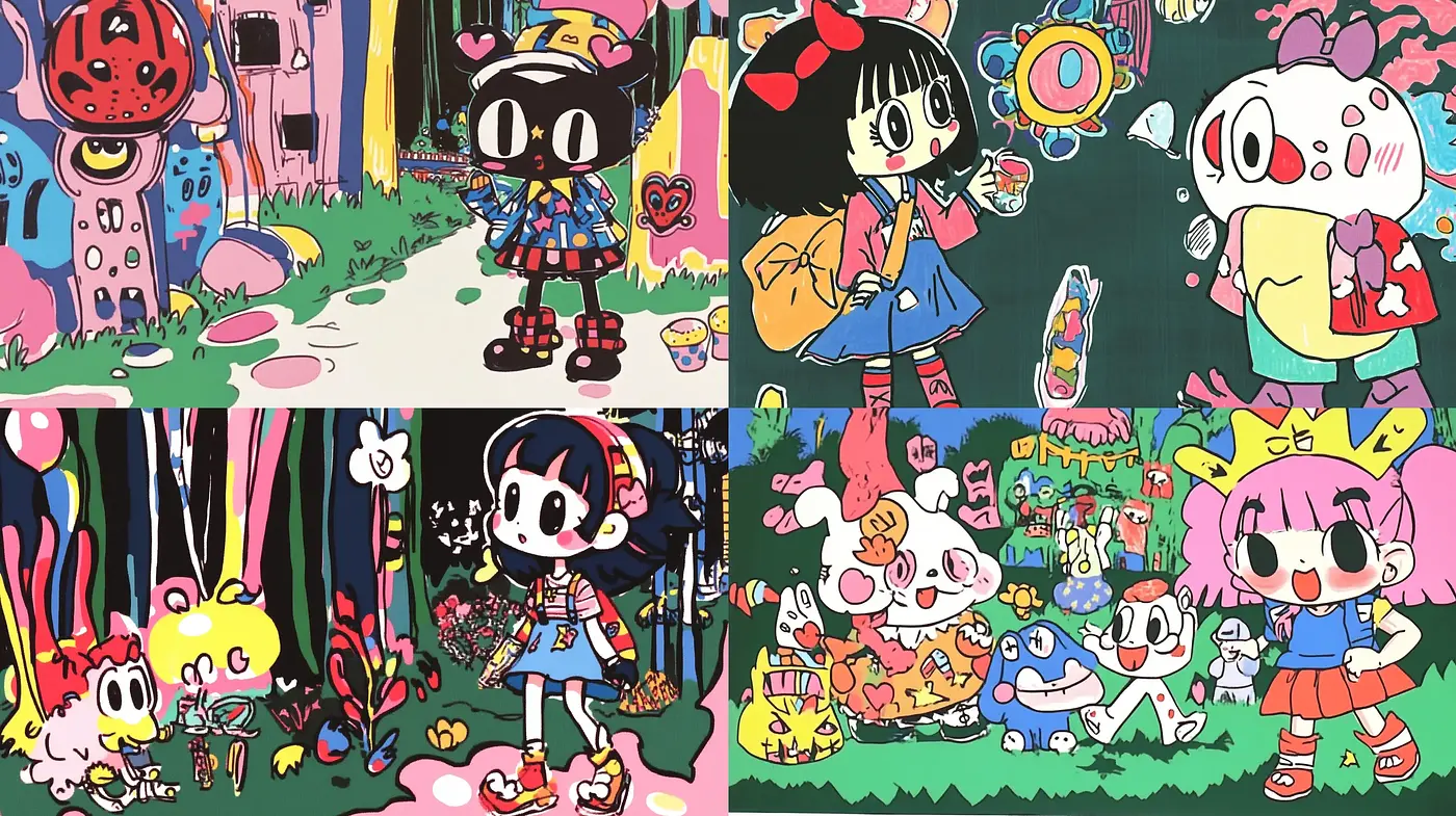 Whimsical Pop Art Fusion with a Cartoony Flourish - Midjourney sref style