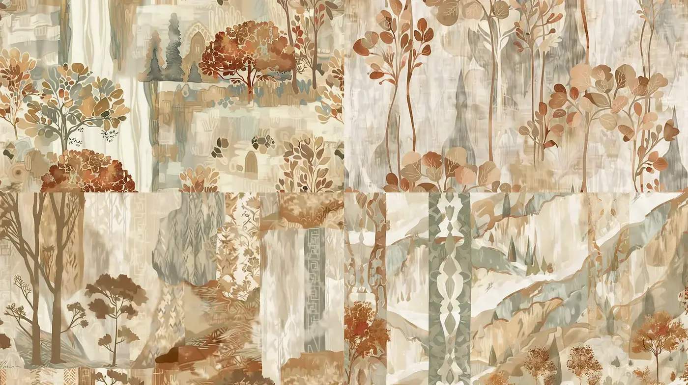 Serene Earthy Landscapes with a Harmonious Feel - Midjourney sref style