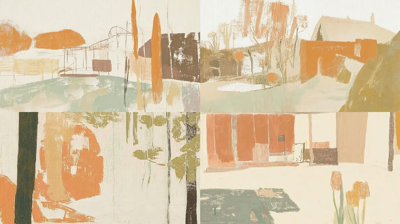 Earthy Tones Serenity with Contemporary Abstract Influence - Midjourney sref style