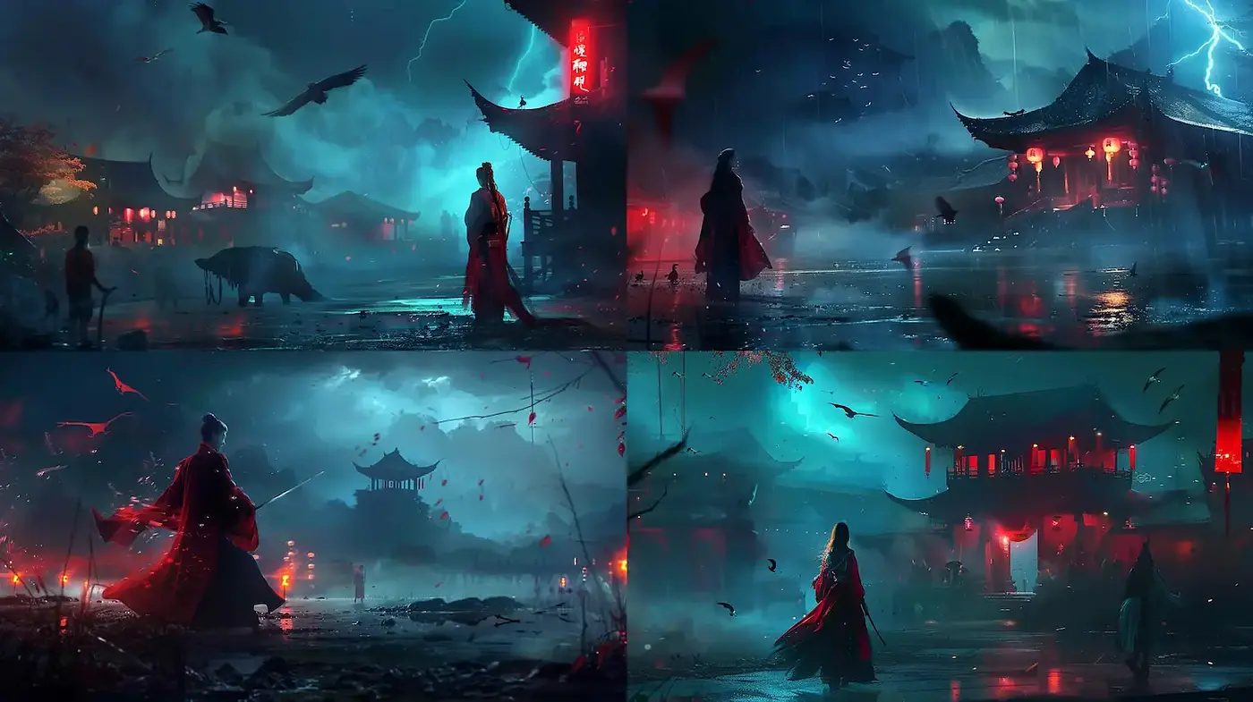 Mysterious and Ethereal Digital Landscapes with a Dreamlike Quality - Midjourney sref style