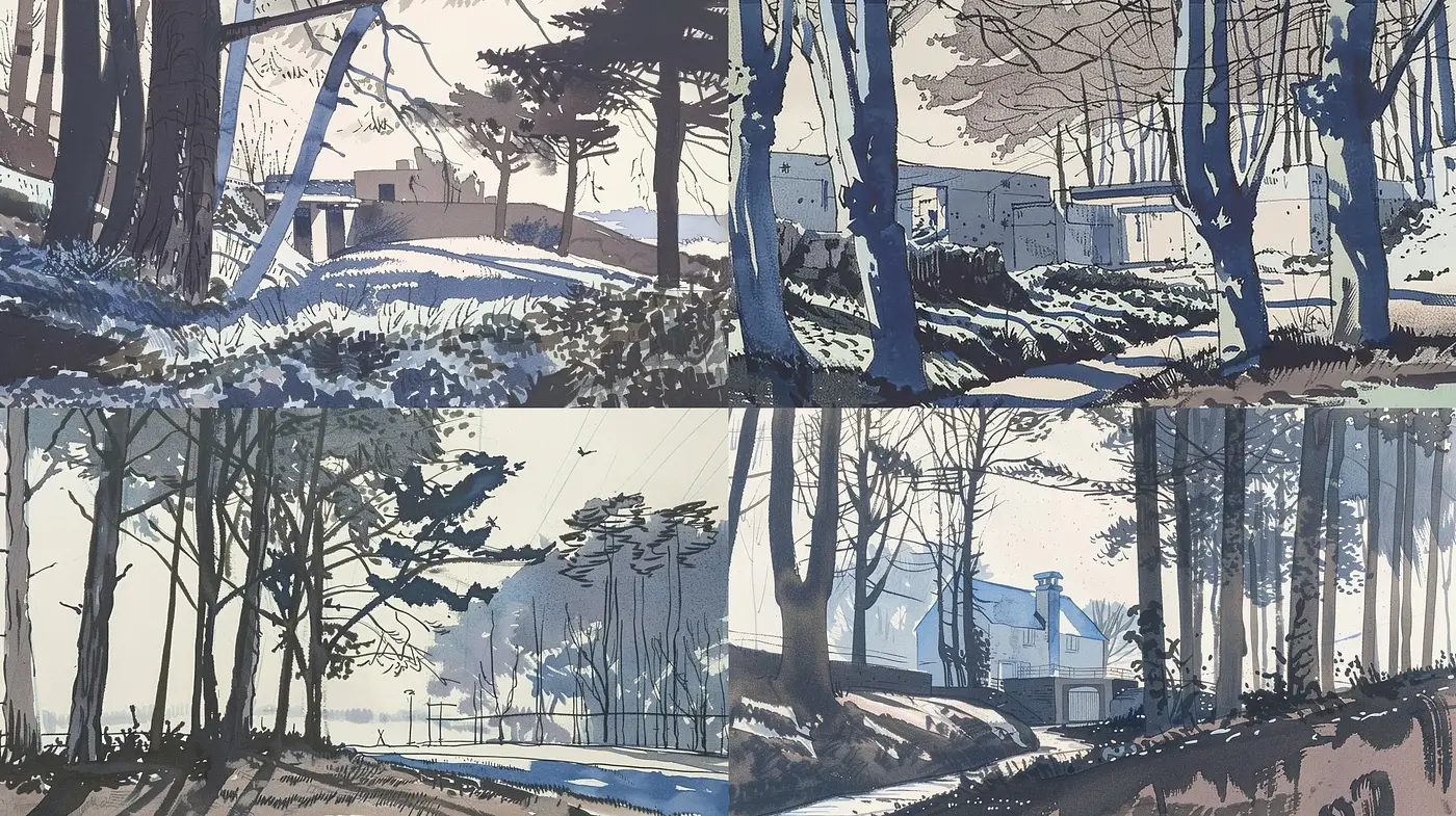 Twilight Hues of Stylized Woodland - Midjourney sref style