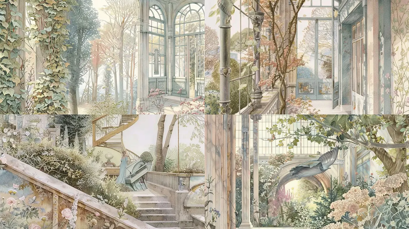Ethereal Pastel Botanicals in Soft-Light Realism - Midjourney sref style