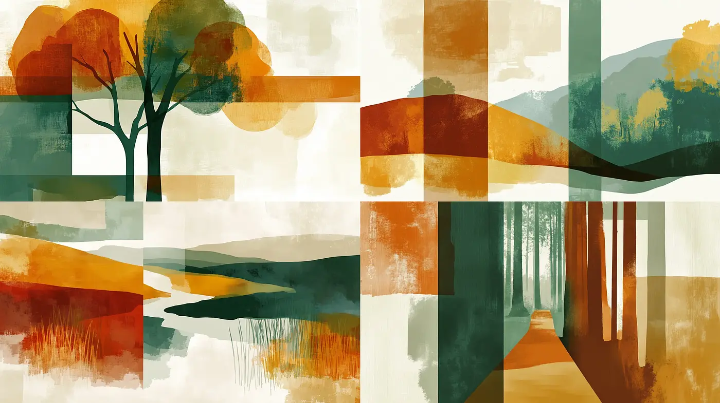 Autumnal Harmony in Abstract Geometric Landscapes - Midjourney sref style
