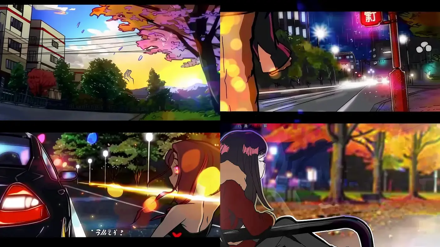 Dynamic Urban Aesthetic with a Touch of Seasonal Charm and Playful Light Effects - Midjourney sref style