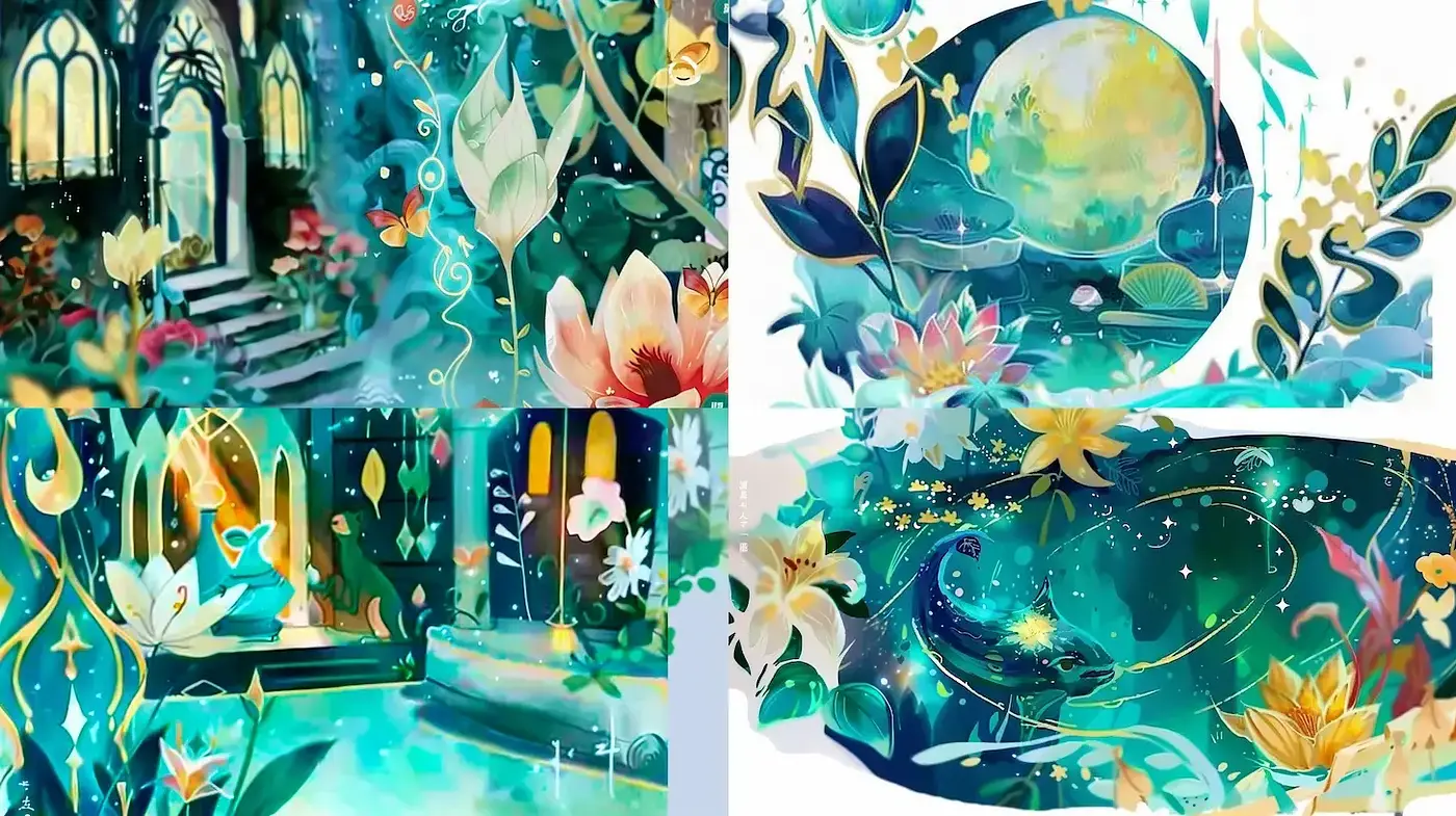 Ethereal Botanical Serenity with a Whimsical Touch - Midjourney sref style
