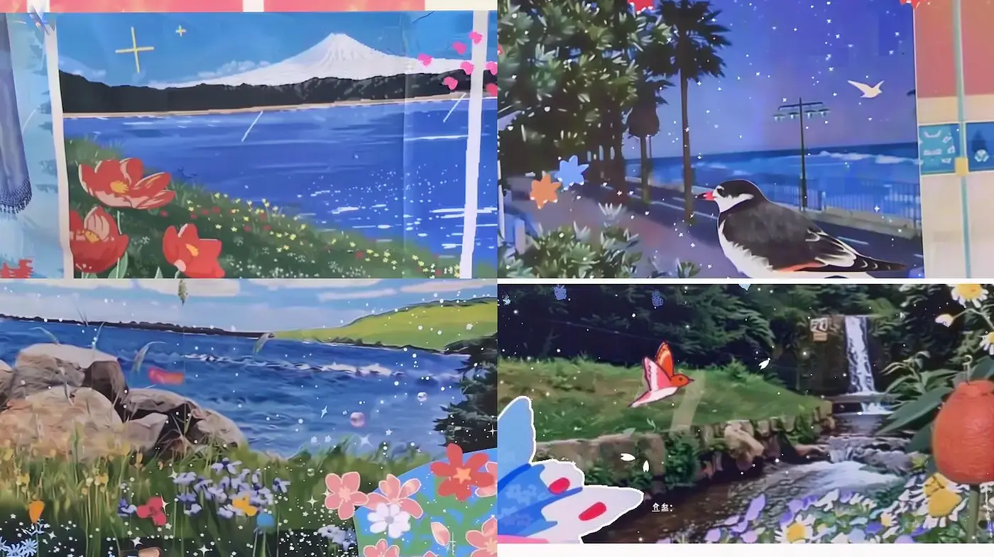 Vibrant, whimsical landscapes with a serene, nature-inspired theme - Midjourney sref style