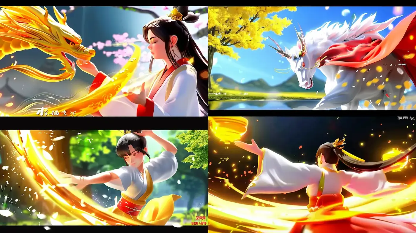 Dynamic and Ethereal Fantasy Imagery with Mythical Creatures - Midjourney sref style