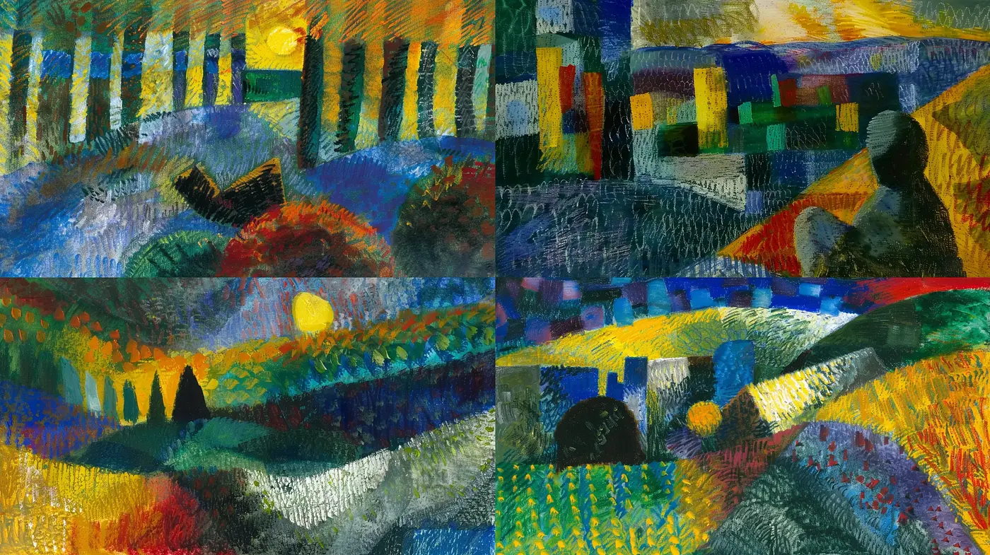 Vibrant Expressionist Dreamscape: A Homage to Van Gogh's Passionate Brushwork - Midjourney sref style