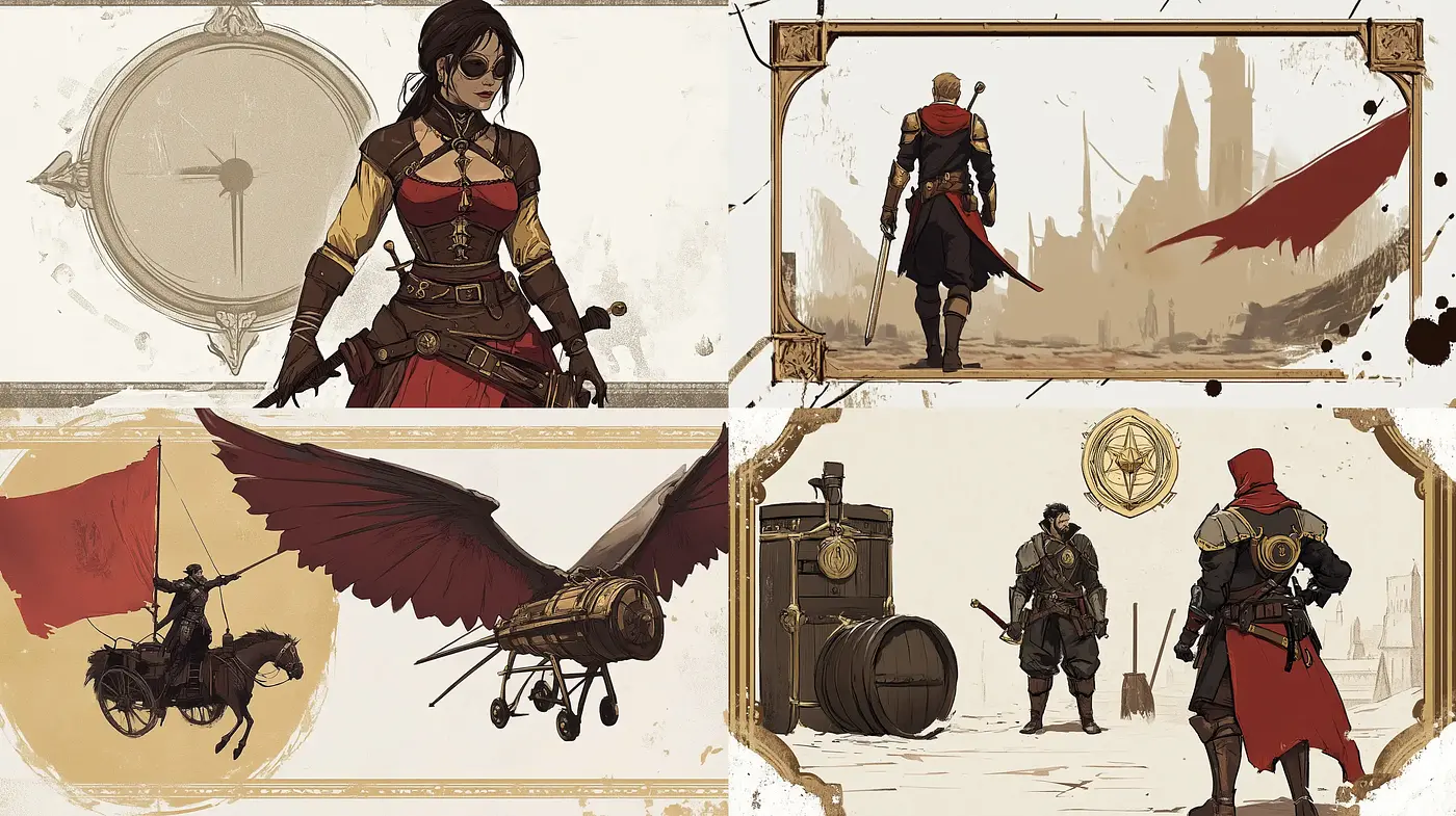 Steampunk Odyssey: A Synchronous Blend of Mechanical Romanticism and Vintage Adventure - Midjourney sref style