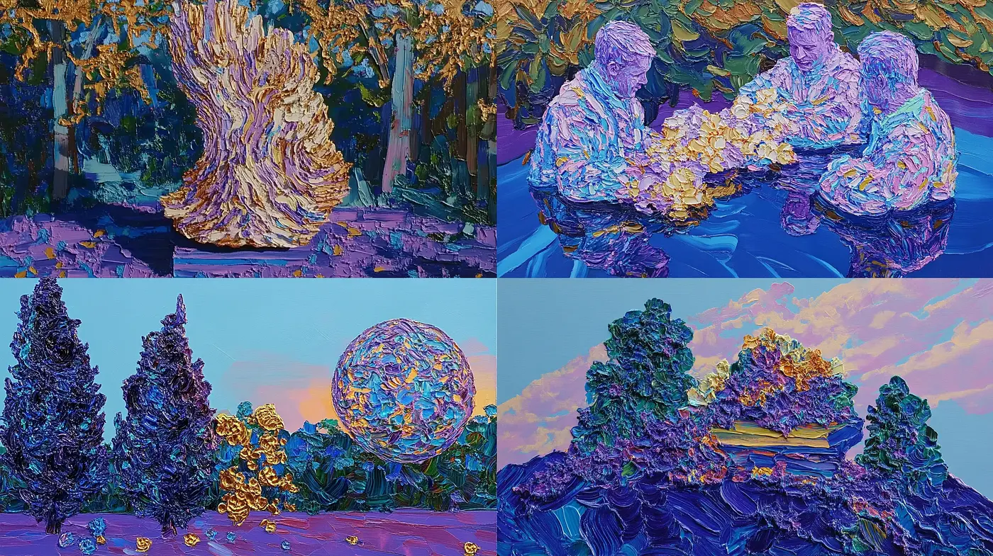 Post-Impressionist Enchantment in Luminous Hued Landscapes - Midjourney sref style