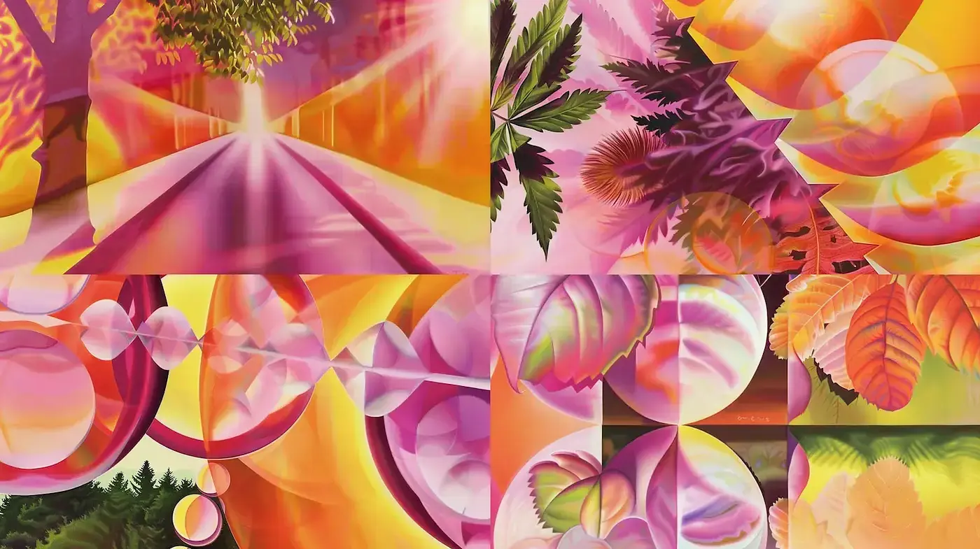 Vibrant Abstract Art with Organic Elements and Soft Gradients - Midjourney sref style