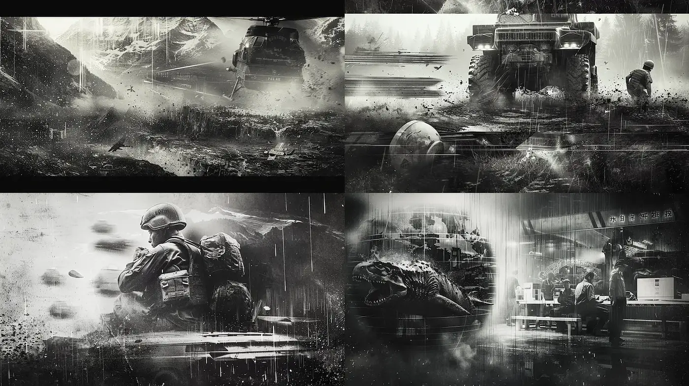 Dark and Atmospheric War-Inspired Aesthetic with Realistic Textural Elements - Midjourney sref style