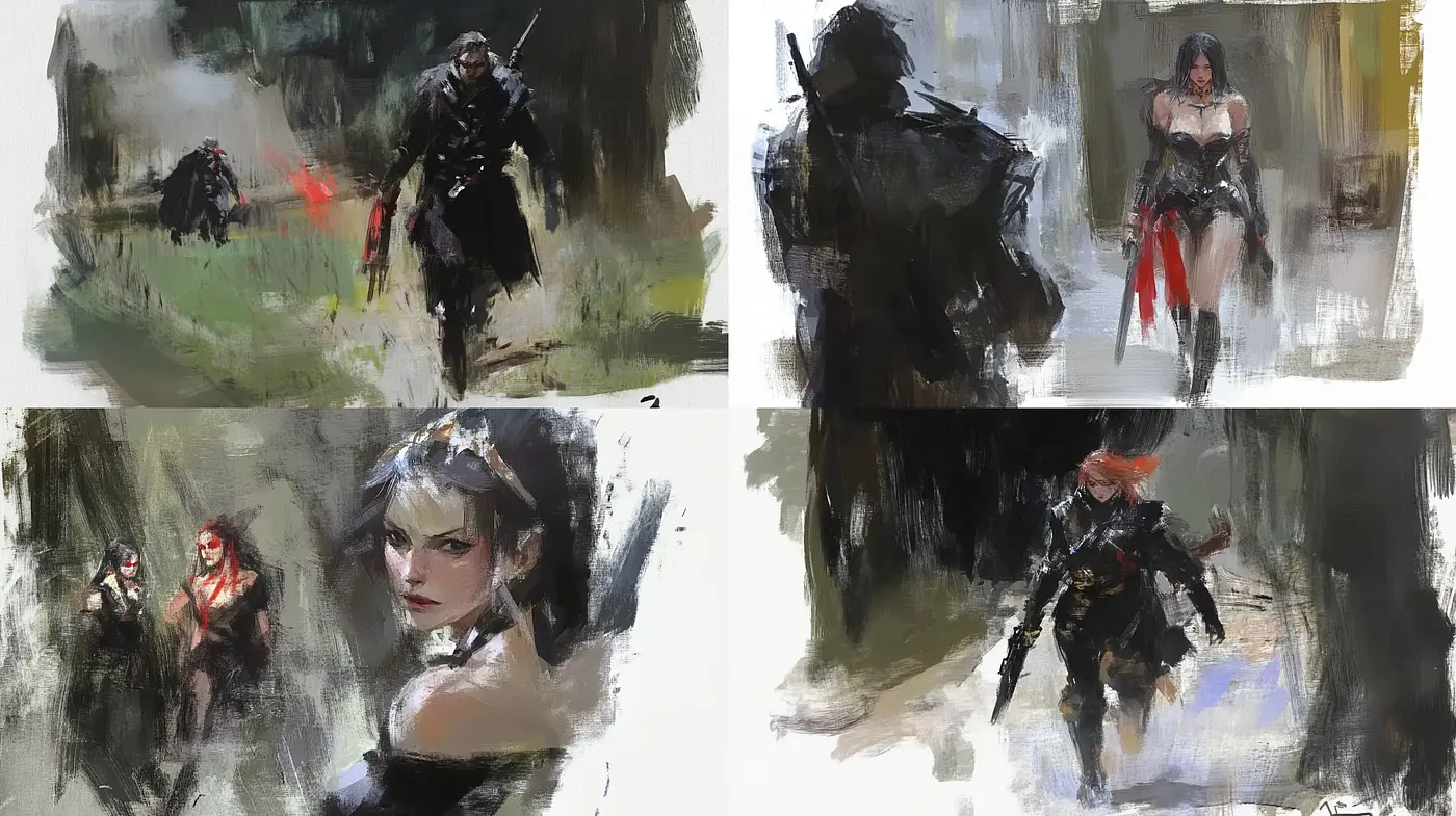 Moody Brushwork Vignettes of Fantastical Realms - Midjourney sref style