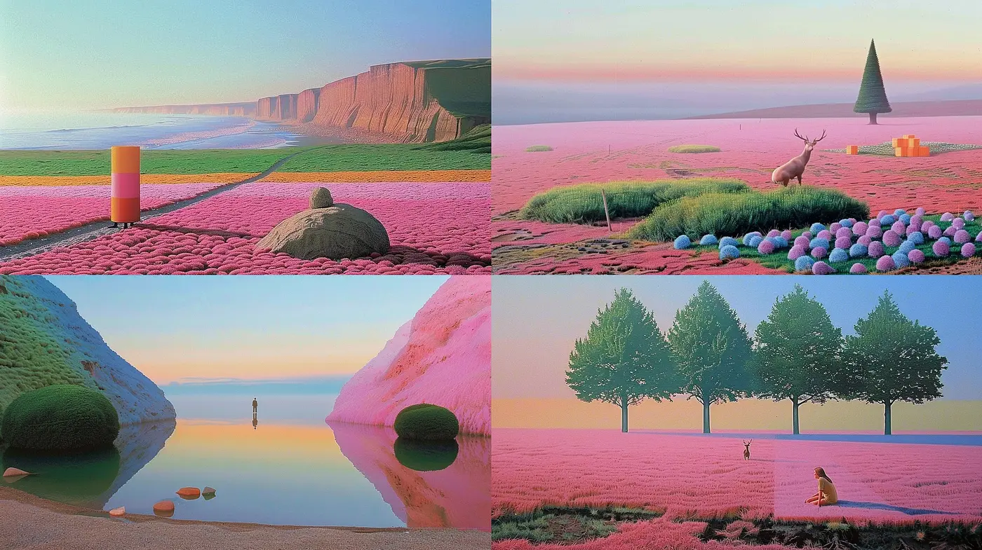 Dreamlike Pastel Horizons: A Synthesized Nostalgia of Surreal Landscapes - Midjourney sref style