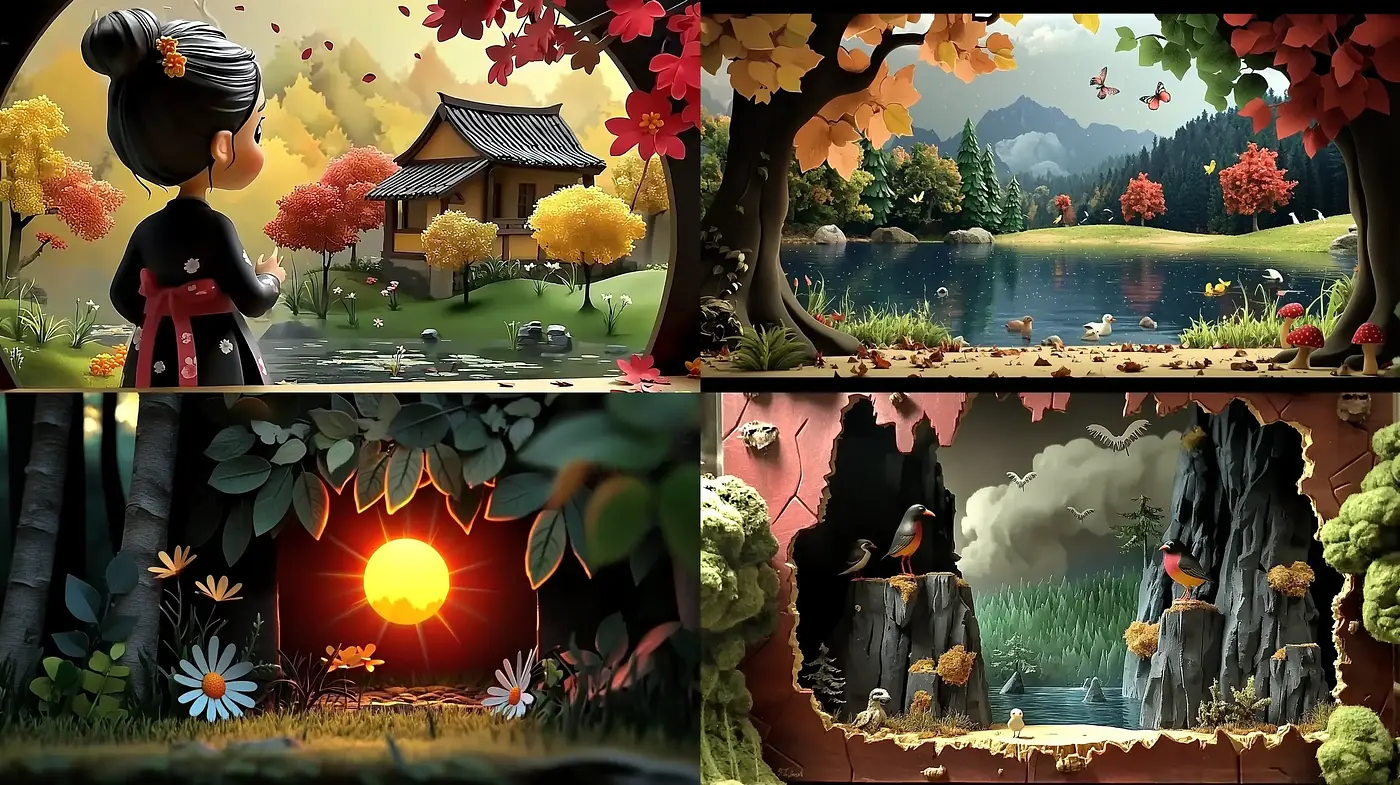 Harmonious Nature Hues: A Tapestry of Animated Serenity - Midjourney sref style