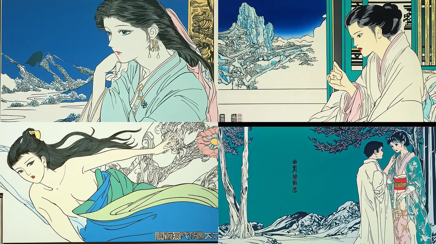 Eloquent Tales of Traditional Ukiyo-e Elegance and Serenity - Midjourney sref style