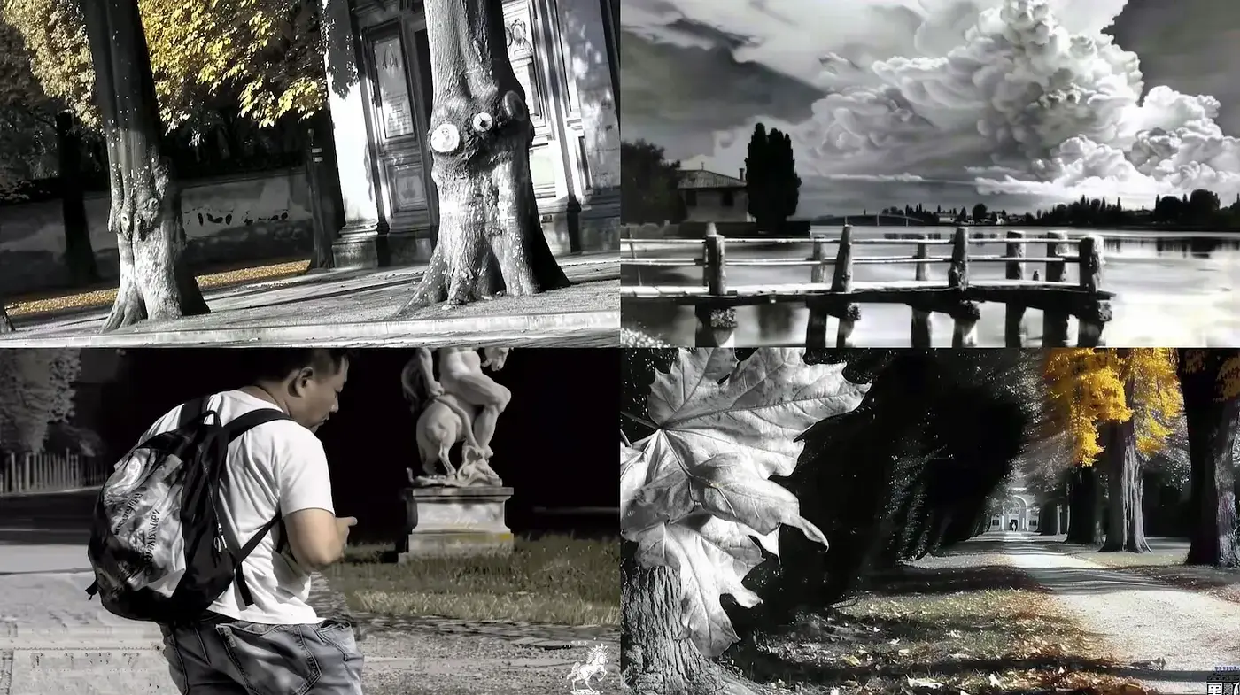 Consistent Elements in Monochromatic Mixed Media Landscape Art - Midjourney sref style