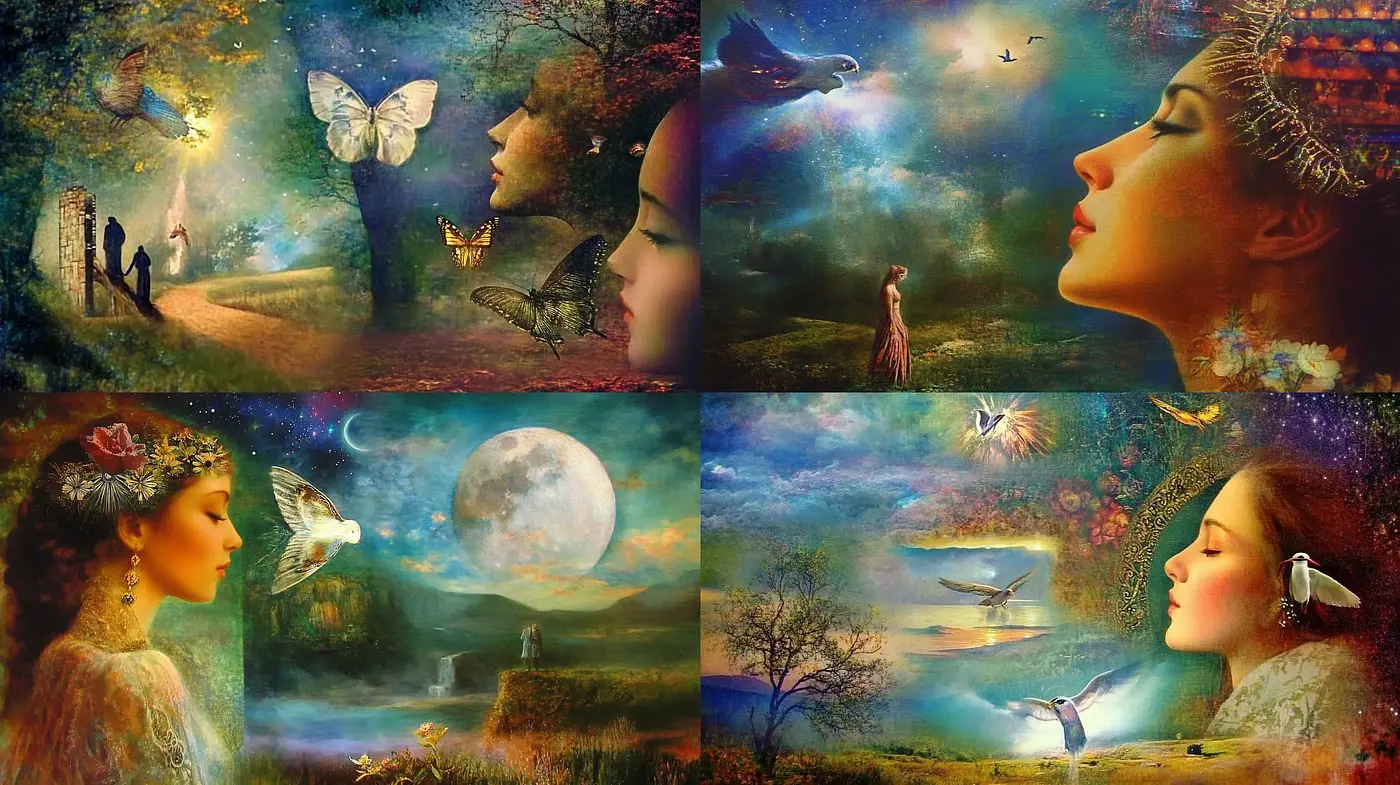 Dreamlike Fusion of Nature and Fantasy in Ethereal Hues - Midjourney sref style