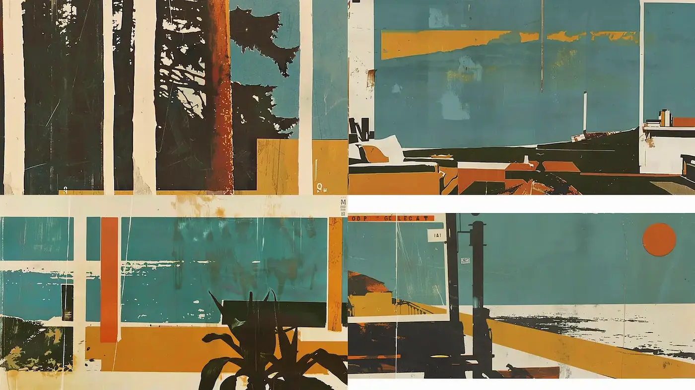 Contemporary Collage with a Retro Aesthetic and Earthy Touch - Midjourney sref style