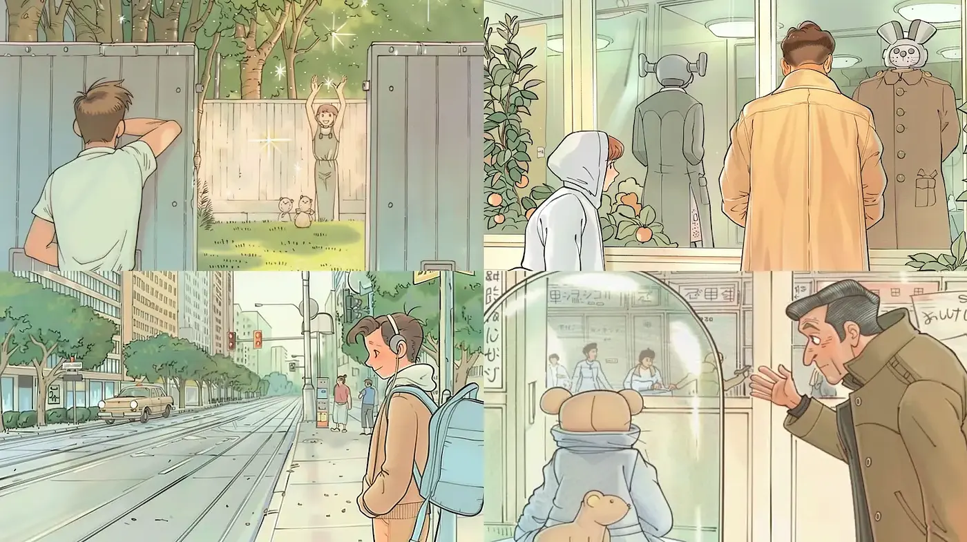Whimsical and Thoughtfully Observant Illustrations with a Playful Narrative - Midjourney sref style
