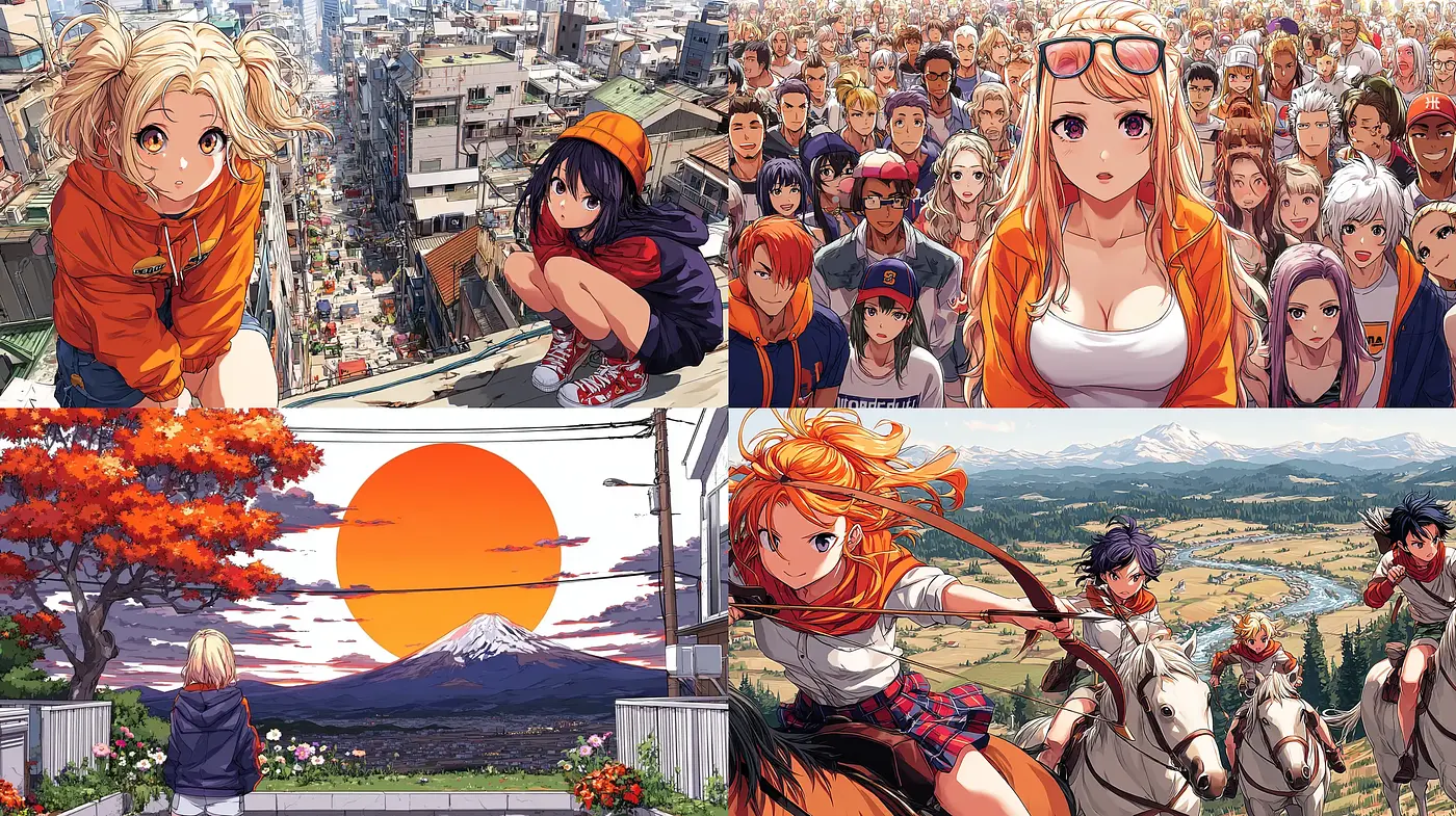 Dynamic and Vibrant Anime-Style Illustrations with Rich Detail - Midjourney sref style