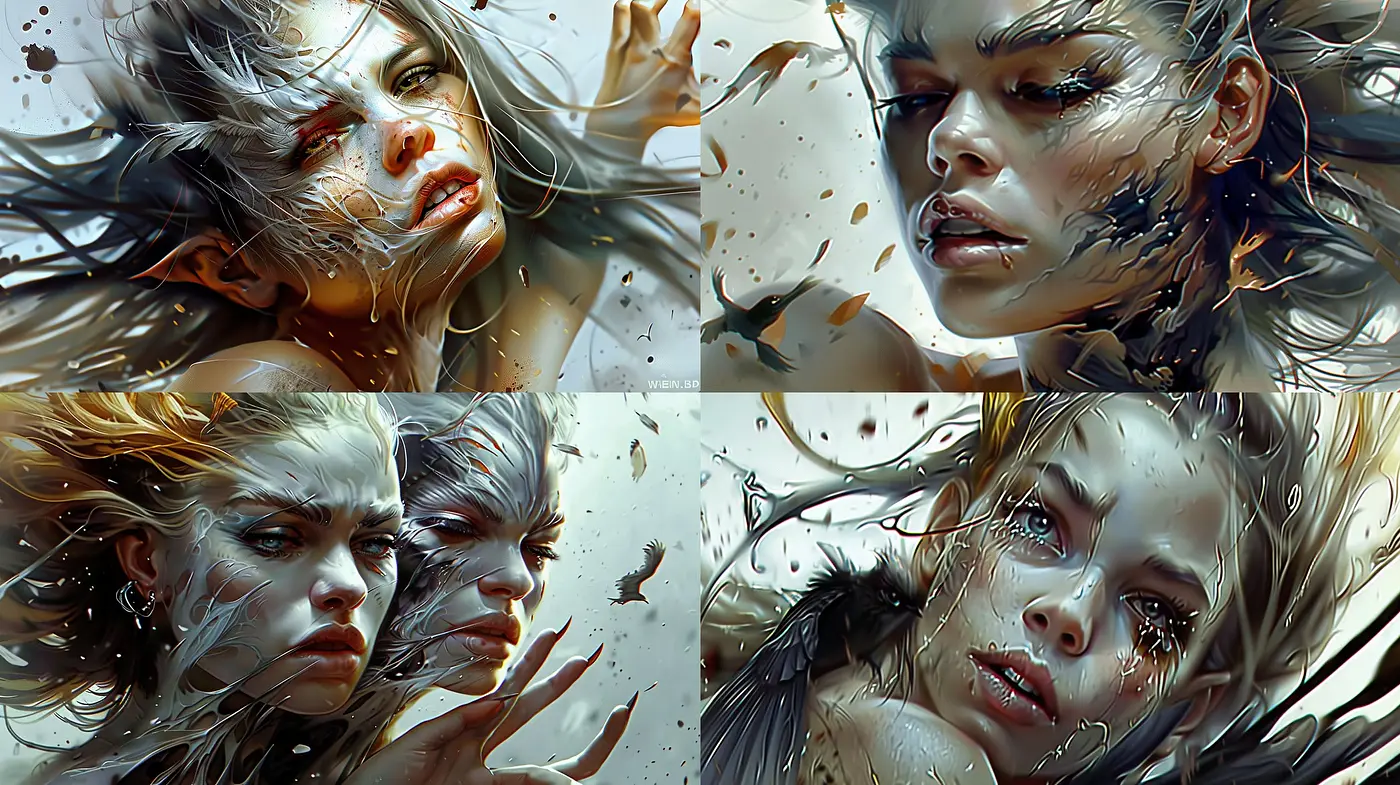 Dynamic Fluidity in Earthy Tones: A Fusion of Surrealism and Hyperrealism - Midjourney sref style