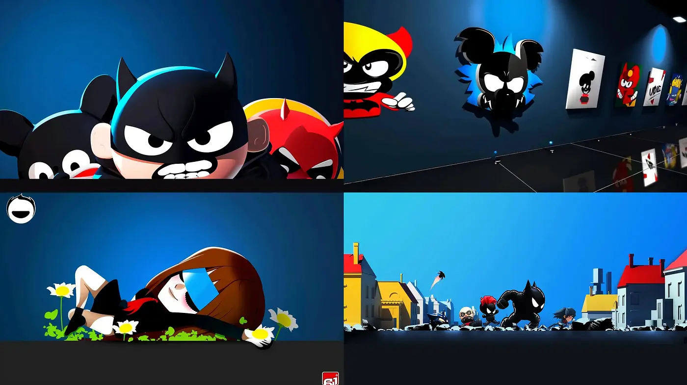 Stylized Cartoon Vibrancy with Bold Contours and Expressive Characters - Midjourney sref style