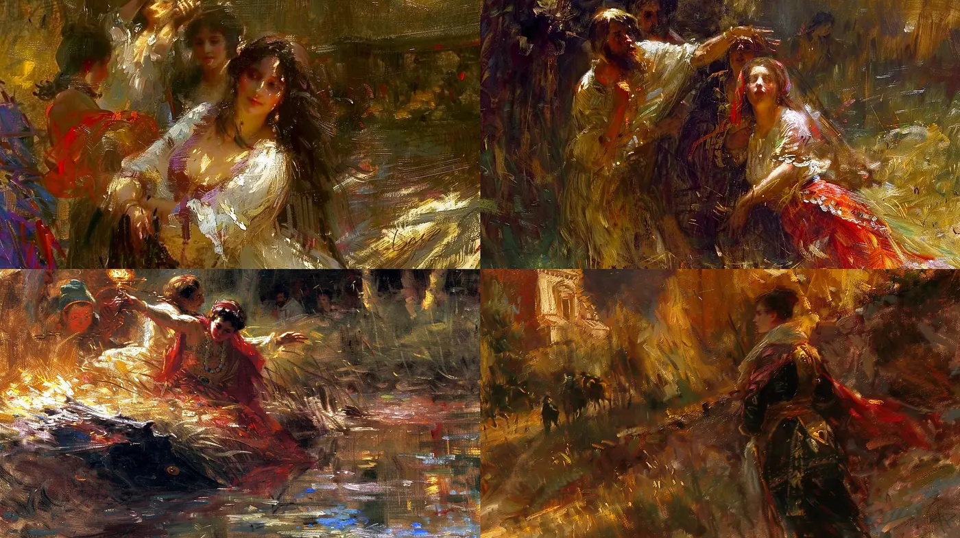 Ethereal Brushstrokes of Light and Shadow - Midjourney sref style