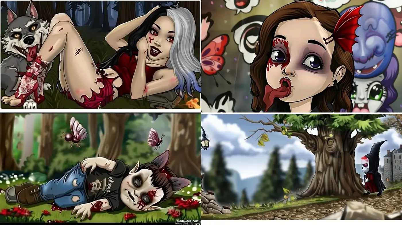 Whimsical Gothic Comic-Inspired Vivid Illustration - Midjourney sref style