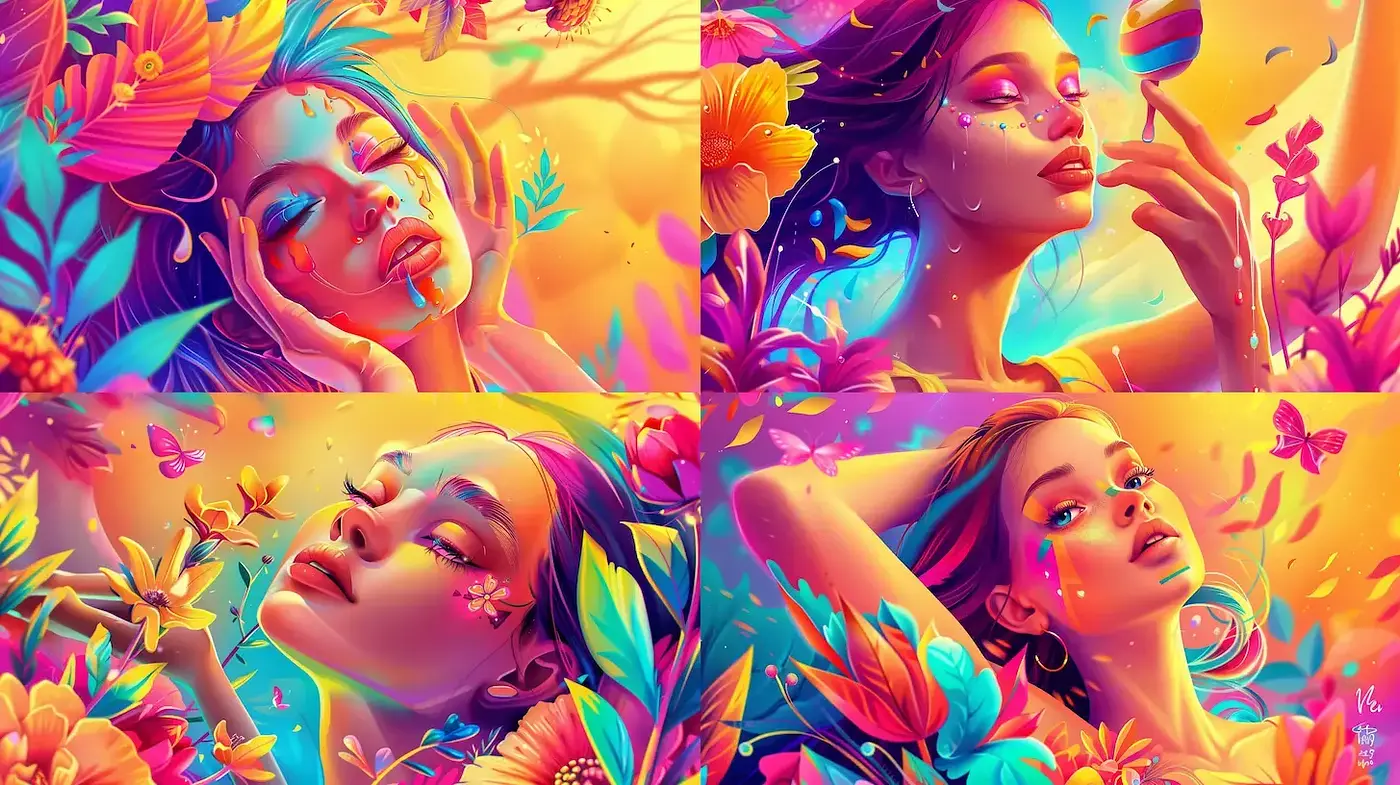 Surreal Vivid Botanical Dreamscape - Midjourney sref style
