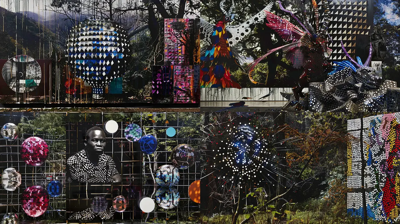 Eclectic Fusion of Geometric Abstraction and Natural Imagery - Midjourney sref style