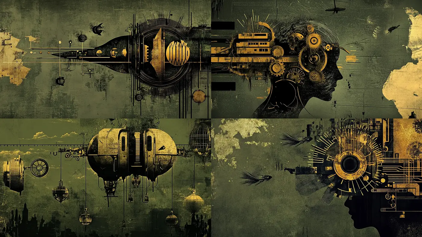 Retro-Futuristic Dreamscape of Steampunk Machines - Midjourney sref style
