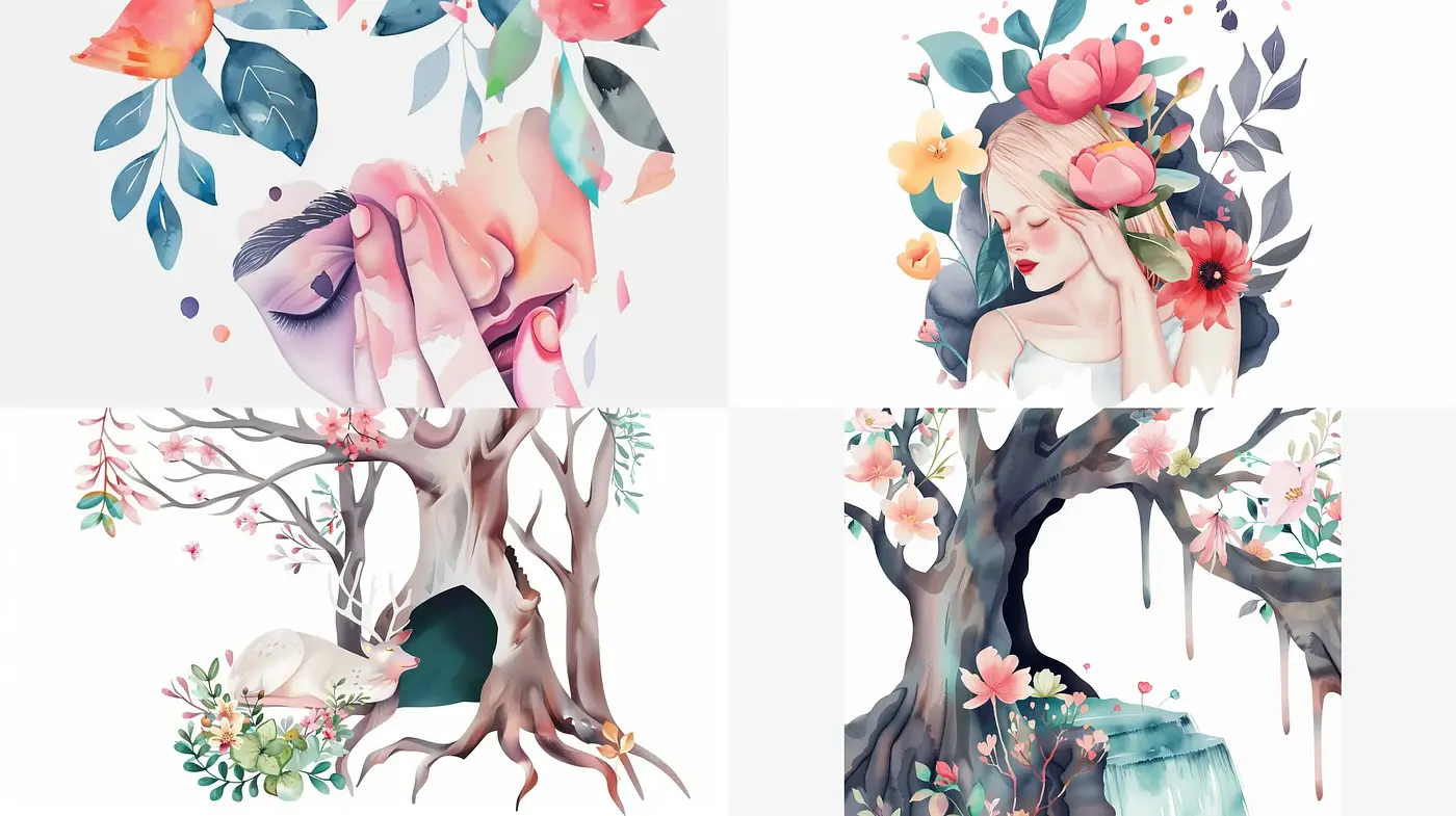 Ethereal Pastel Florals with Watercolor Nuances - Midjourney sref style