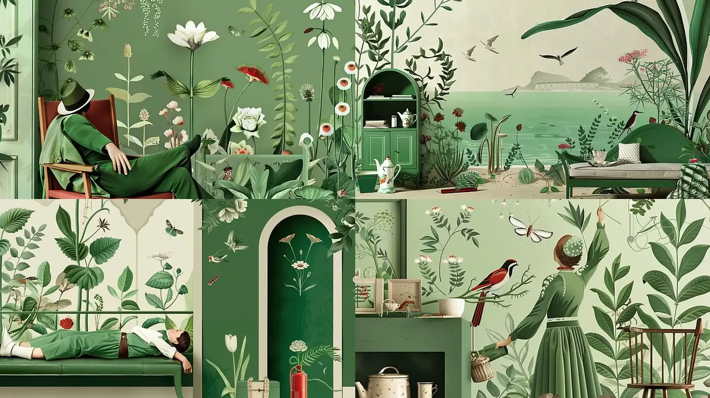 Botanical Whimsy: A Tranquil Blend of Illustration and Serenity - Midjourney sref style