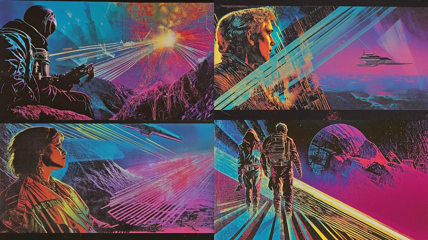 Retrofuturistic Synthwave Dreamscape - Midjourney sref style