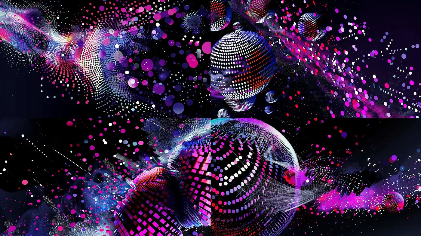 Dynamic and Energetic Abstract Visuals in a Cosmic Setting - Midjourney sref style