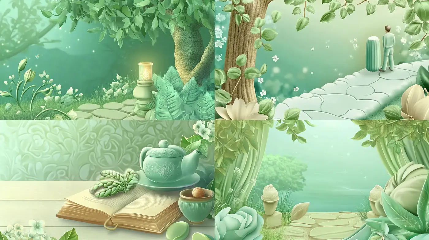 Serene Pastoral Dreamscape in Soft-Hued Illustration - Midjourney sref style