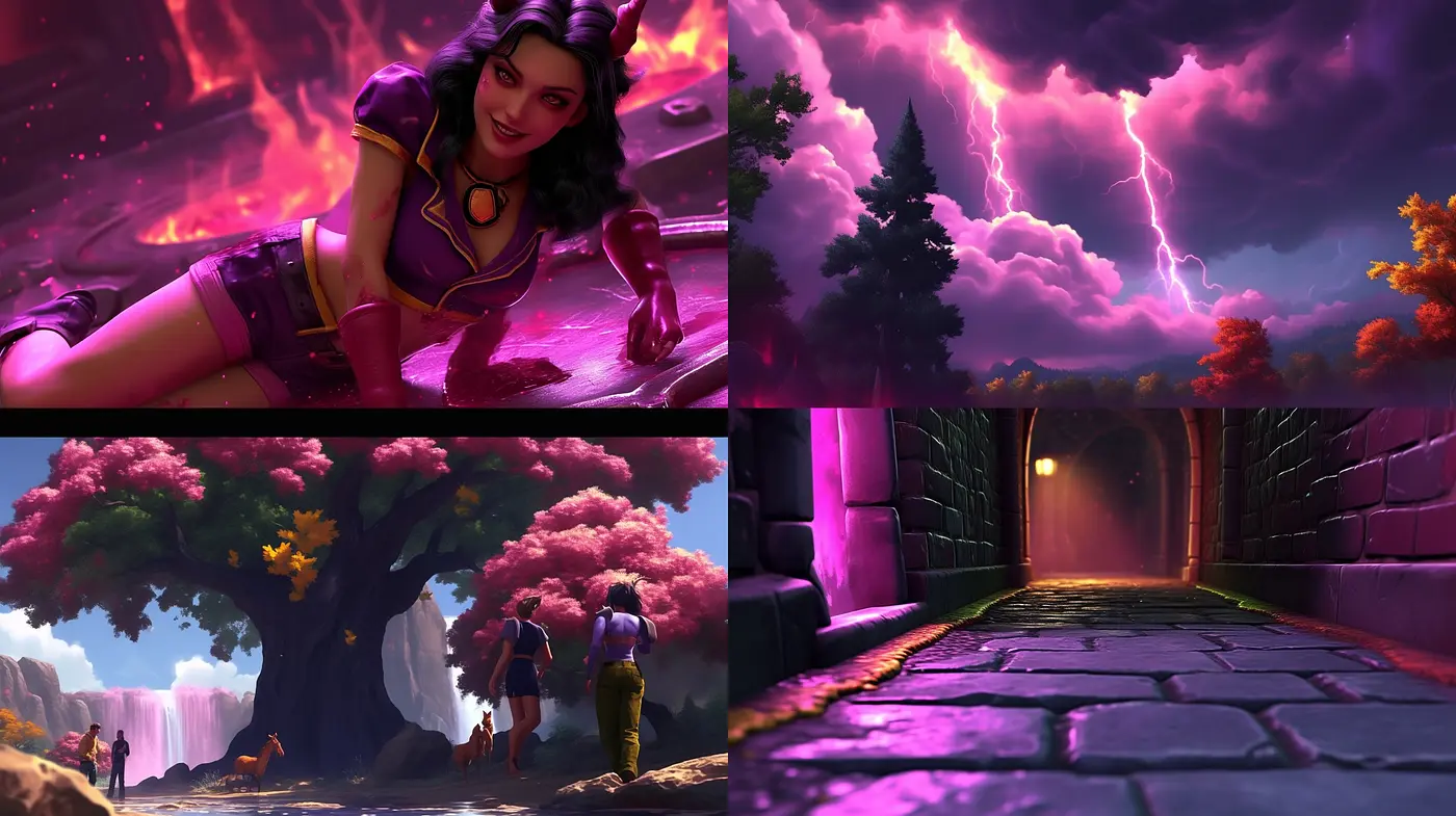 Consistently Dreamlike Fantasy with Vivid Magentas and Ethereal Purple Hues - Midjourney sref style
