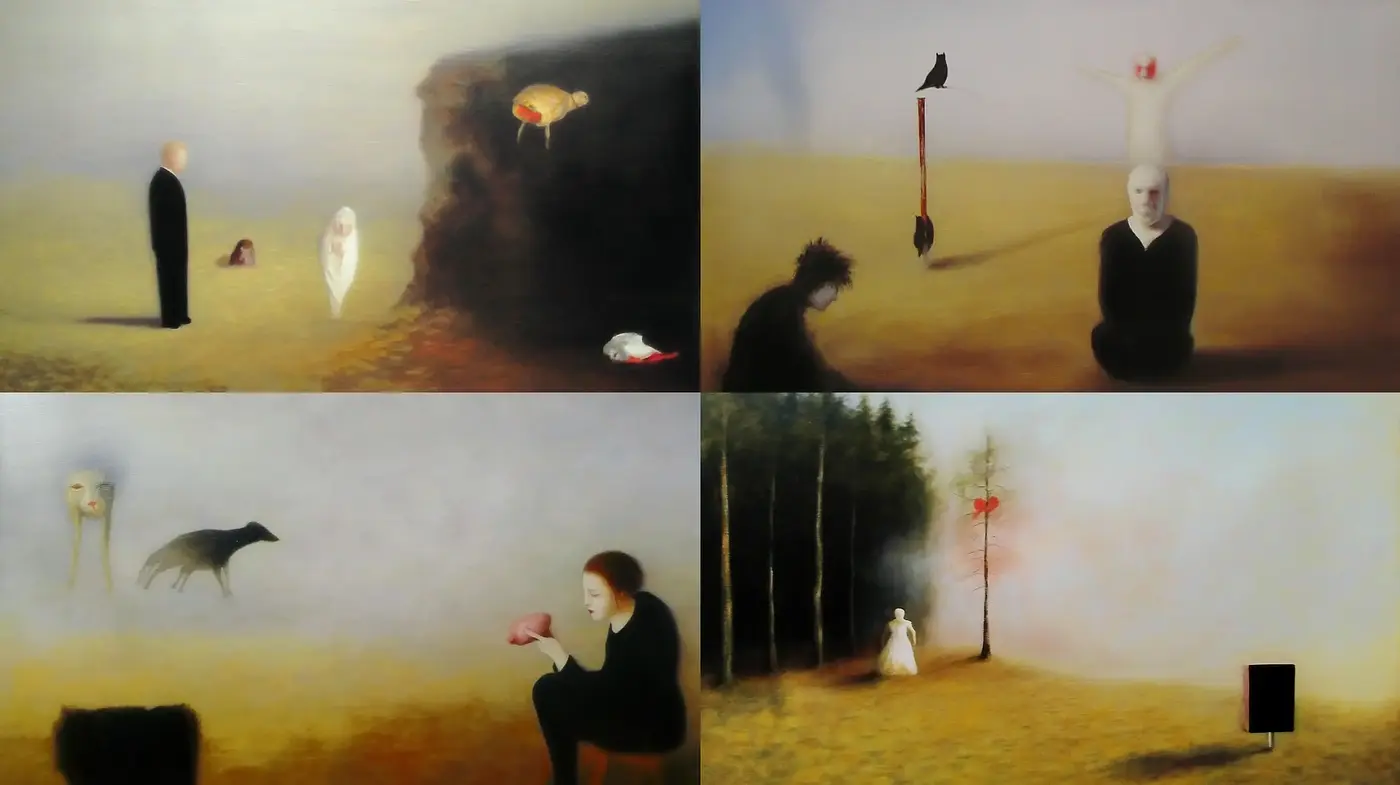 Ethereal Dreamscape: A Study in Surreal Serenity and Subdued Earth Tones - Midjourney sref style