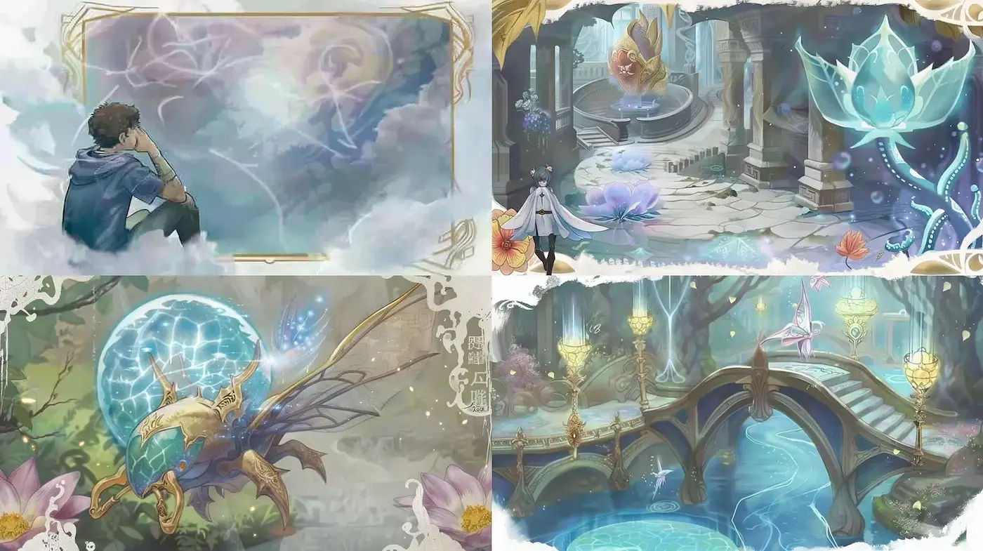 Ethereal Fantasy Landscapes with Mystical Elements and Soft Textures - Midjourney sref style